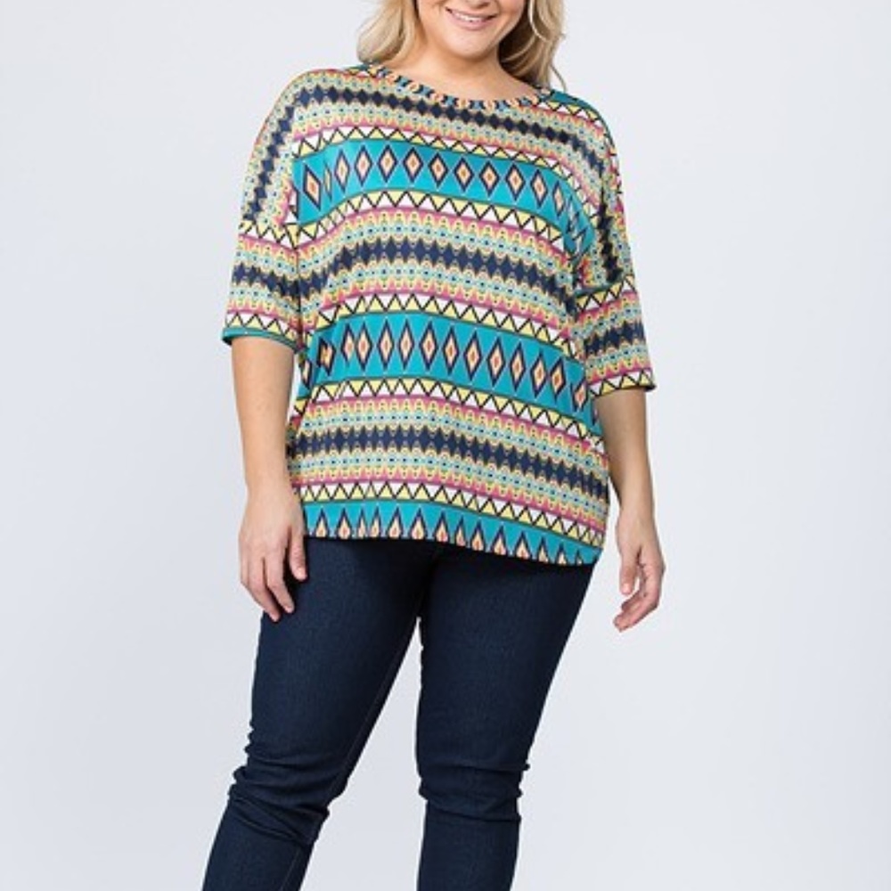 Plus Size Multi Print Top